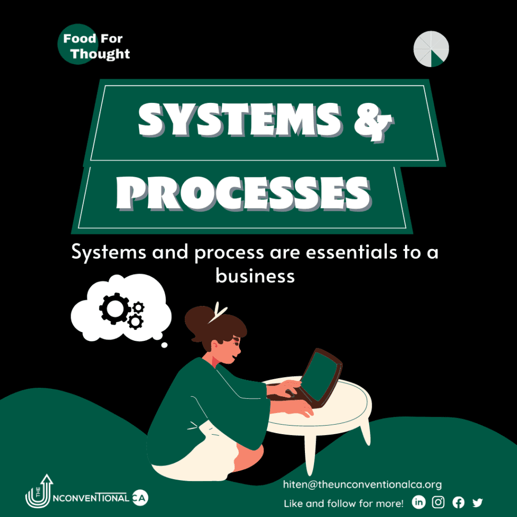 Systems and processes are essentials to a business